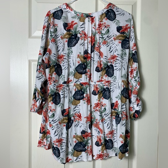 Hilary Radley | Floral Drawstring Waist Tunic Top - XL - Picture 3 of 7
